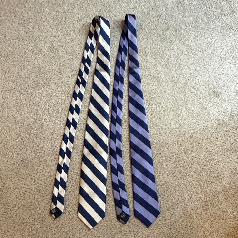 J. Crew The Narrow Tie Striped Blue/Purple and Blue/Silver Ties Set